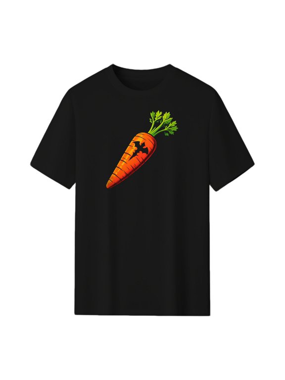 Vampire Bite Mark on Carrot Halloween Graphic Tee, Black