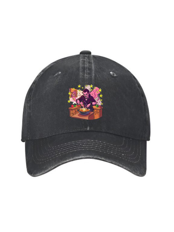 Vampire Cooking Halloween Baseball Cap, Washed Cotton Dad Hat