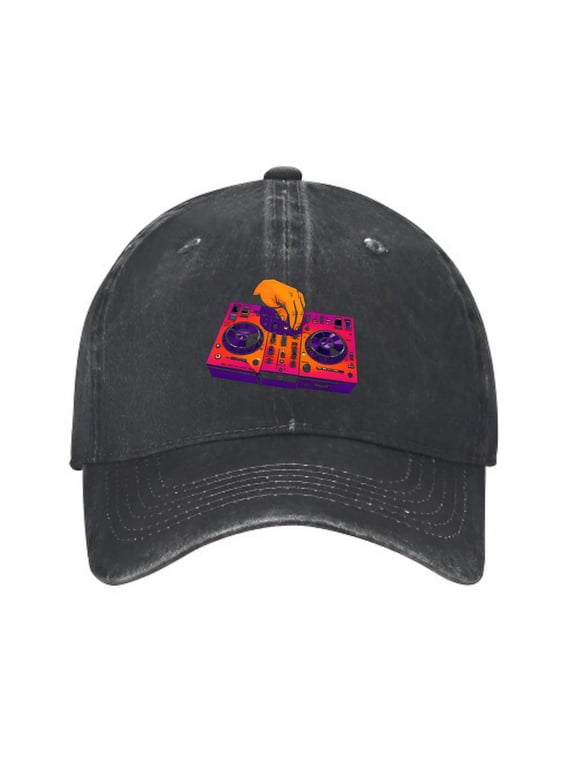 Vibrant DJ Mixer Christmas Baseball Cap, Washed Cotton Dad Hat