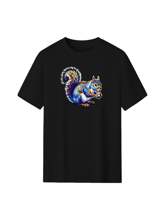 Vibrant Squirrel Graphic Tee, Black Unisex T-Shirt
