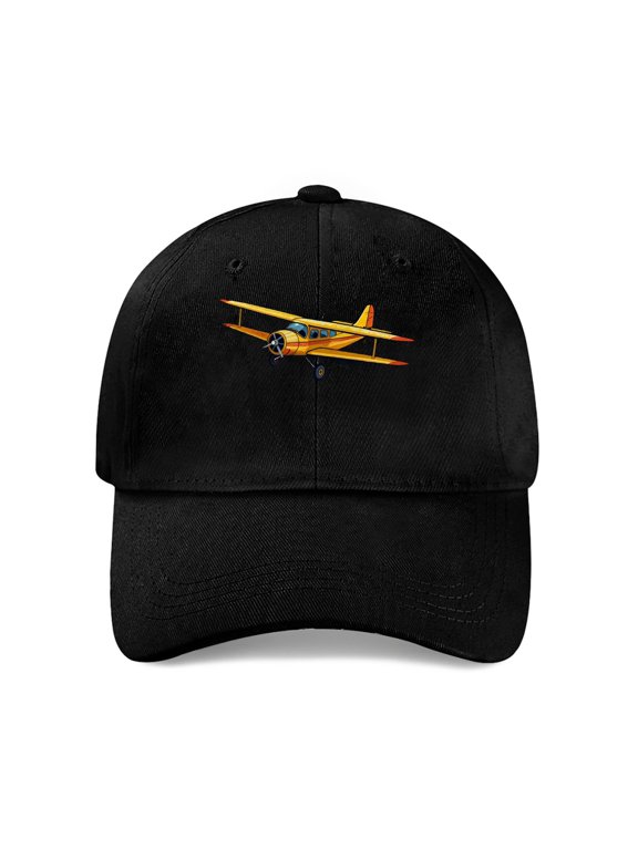 Vintage Airplane Flying Over Baseball Cap, Adjustable Dad Hat