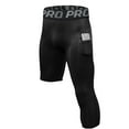 thumbnail image 1 of LNFINTDO 1 or 2 Pack One Leg Compression Tights for Basketball Mens 3/4 Capri Leggings Athletic Base Layer for Sports Running, 1 of 5