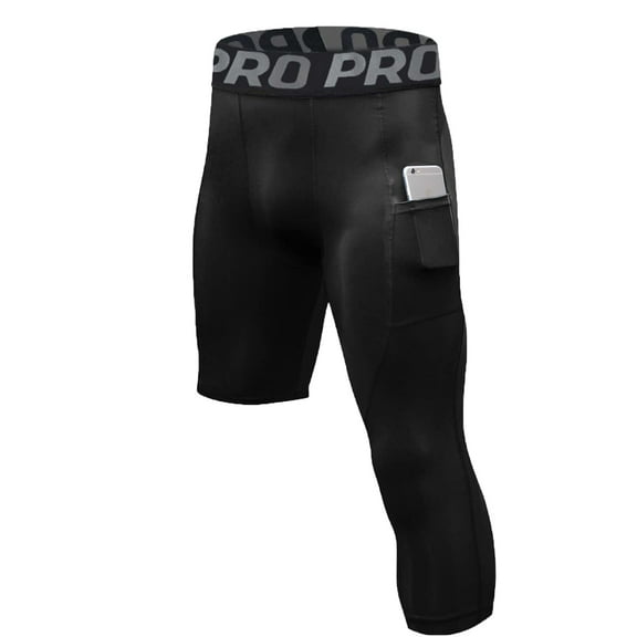 LNFINTDO 1 or 2 Pack One Leg Compression Tights for Basketball Mens 3/4 Capri Leggings Athletic Base Layer for Sports Running