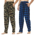 thumbnail image 1 of LNFINTDO 2 Pack Men's Fleece Pajama Pants Soft Warm Pj Pants for Men Plaid Pajama Pants Sleepwear Loungewear, Blue & Army Green, Large, 1 of 7