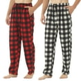 thumbnail image 1 of LNFINTDO 2 Pack Men's Fleece Pajama Pants Soft Warm Pj Pants for Men Plaid Pajama Pants Sleepwear Loungewear, Red & White Black, Large, 1 of 7