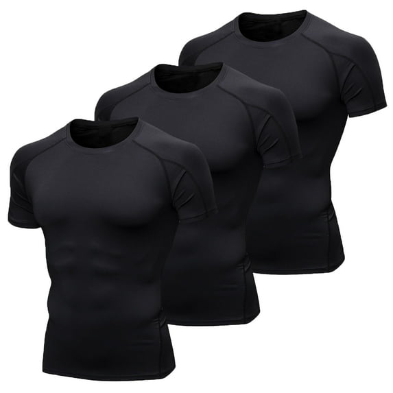 LNFINTDO 3 Pack Men's Compression Shirts for Running Workout Athletic Exercise Quick Dry