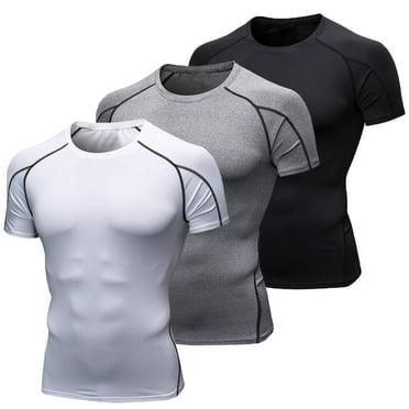 LNFINTDO 3 Pack Men's Compression Shirts for Running Workout Athletic Exercise Quick Dry