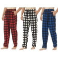 thumbnail image 1 of LNFINTDO 3 Pack Pajama Pants for Men Fleece Pajama Pants Plaid Pajama Pants Bottoms Soft Comfy Warm Pj Loungewear Sleep Pants, Red & Blue & White Black Plaid, Large, 1 of 7