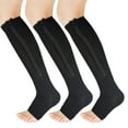 thumbnail image 1 of LNFINTDO 3 Pairs Zipper Compression Socks Women Support Stockings with Open Toe Toeless, 1 of 5