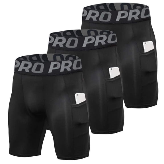 LNFINTDO Compression Shorts Men with Phone Pocket Athletic Spandex Sport Shorts Cool Dry Workout Baselayer Underwear