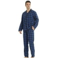 thumbnail image 1 of LNFINTDO Mens Flannel Pajama Sets Plaid Cotton Pajamas Pjs Set Button Down Soft Warm Lounge Sleepwear Tops & Pjs Pants, Blue Plaid, X-Large, 1 of 8