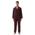 thumbnail image 1 of LNFINTDO Mens Flannel Pajama Sets Plaid Cotton Pajamas Pjs Set Button Down Soft Warm Lounge Sleepwear Tops & Pjs Pants, Red Stripe, Large, 1 of 6