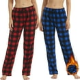 thumbnail image 1 of LNFINTDO Pajamas Pants for Women Fleece Pajama Bottoms Pj Pants Soft Warm Pjs Loungwear Sleep Pants, 2 Pack, Red & Blue Plaid, Medium, 1 of 7