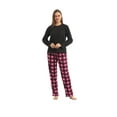 thumbnail image 1 of LNFINTDO Women's Pajama Sets Ultra Soft Microfleece Long Sleeve Top & Fleece Pajama Pjs Bottoms Pajama Women Sleep Loungewear, Black & Pink Black Plaid, Small, 1 of 6
