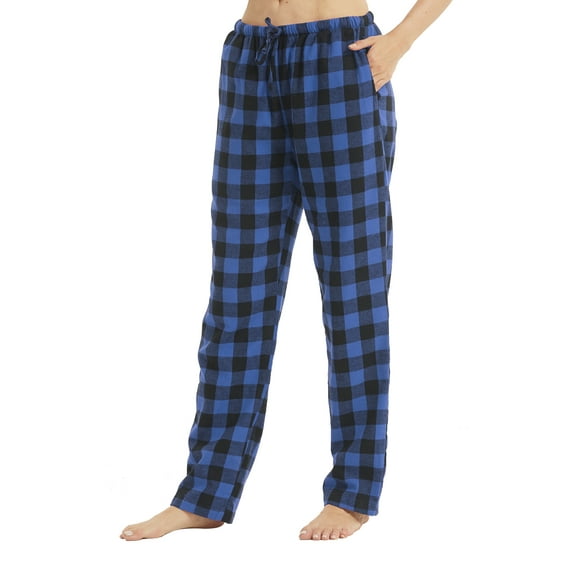 LNFINTDO Womens Flannel Pajama Pants Plaid Pajama Bottoms Pj Cotton Sleepwear Loungewear, Blue Plaid, Small