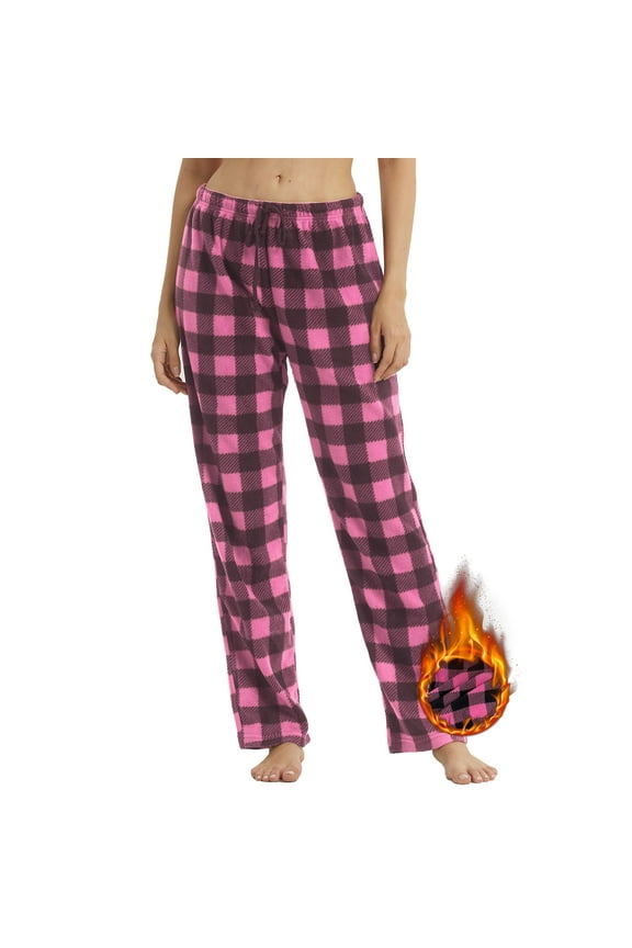 Womens Pajama Pants Fleece Plaid Pjs Bottoms Ultra Soft Pj Pants for Women, Pink, Medium