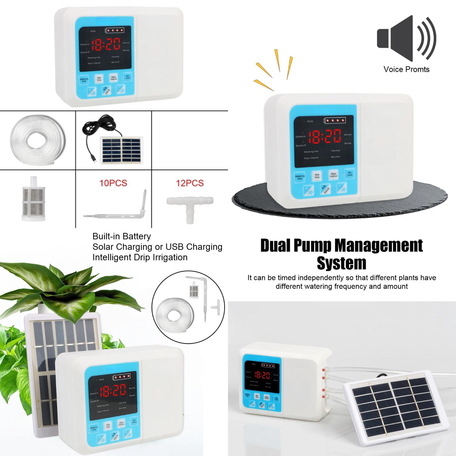 LNGHEJZ Intelligent Solar-Powered Timer Automatic Drip Irrigation ...