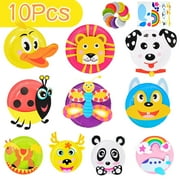 LNGOOR 10 Pcs Paper Plate Art Kit for Girl Boy, Toy DIY Animal Art Supply Projects Toddler Creative Activity Children Preschool Classroom Party Favor, Pattern B
