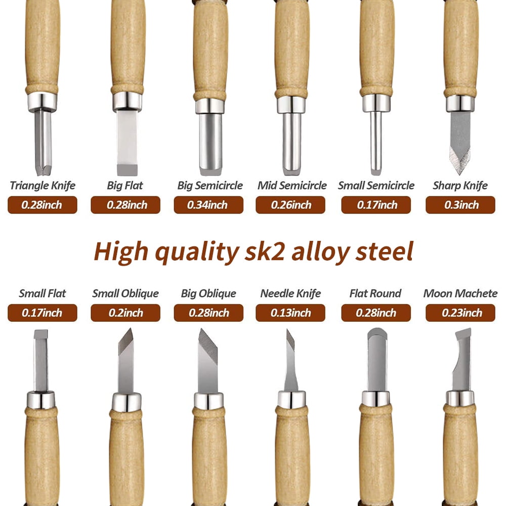LNGOOR 12 Piece Wood Carving Hand Chisel Tool Set Professional ...