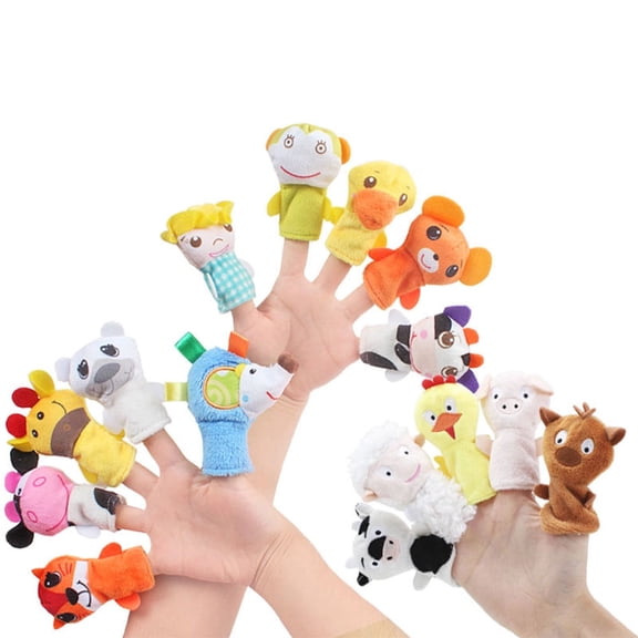 LNGOOR 15 Pcs Cartoon Animal Plush Finger Puppets Set - Perfect for Role Playing, Classroom Learning, Party Favors, Travel, Therapy, Imagination Building