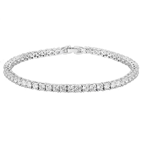 LNGOOR 18K White Gold Plated 3.0mm Cubic Zirconia Classic Tennis Bracelet 6/6.5/7/7.5/8/8.5/9 Inch