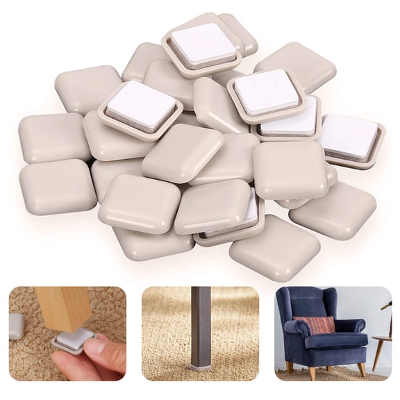 LNGOOR 20 PCS Square Self Stick Furniture Sliders for Hardwood Floor Carpet Tile Nail in,Easy Installation- Best Floor Protector