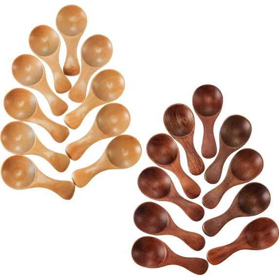 LNGOOR 20 Pcs Small Wooden Spoons 3" Mini Condiments Sugar Seasoning Salt Honey Teaspoon Coffee Tea Jam Mustard Ice Cream Wood Spoons