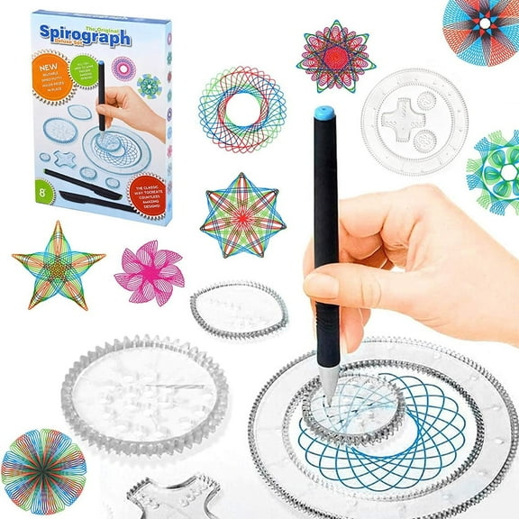 LNGOOR 27 Pcs Spirograph Deluxe Design Set Creative Drawing Spirograph Original Design Cyclex Shapes Kit for Kids Boys Girls Children Educational Intelligence Development