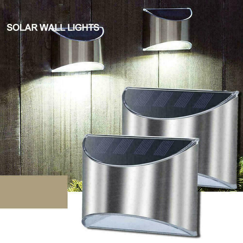 LNGOOR 2PCS Solar Lights Outdoor, Solar Fence Post Lights IP65 Waterproof, 4LEDs Solar Light Outdoor for Security, Yard Garden Wall Mount Night Light, Updated Version White light - image 1 of 9