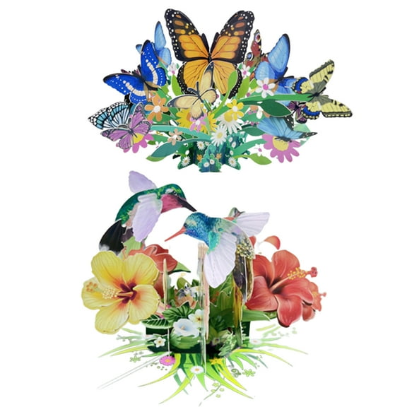 LNGOOR 2Pcs Flying Butterflies Pop Up Card, 3D Flower Butterfly Birthday Card, Butterfly Fly Out Cards For Valentines Day, Graduation, Anniversary, Thinking Of You, All Occasions.