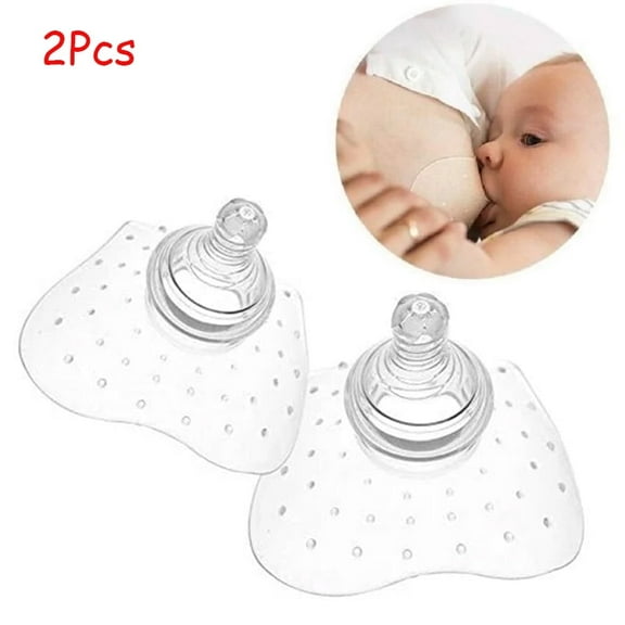 LNGOOR 2Pcs Nipple Shield - Premium Contact Nippleshield for Breastfeeding with Latch Difficulties or Flat or Inverted Nipples, Non-Toxic, Made Without BPA Silicone Contact Nipple Shield