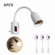 LNGOOR 3-Pack Plug in Light Socket,E27 Light Bulb Socket Adapter, Lamp Socket Extender Adapter,Extension Lamp Bulb Holder with On/Off Switch US Plug