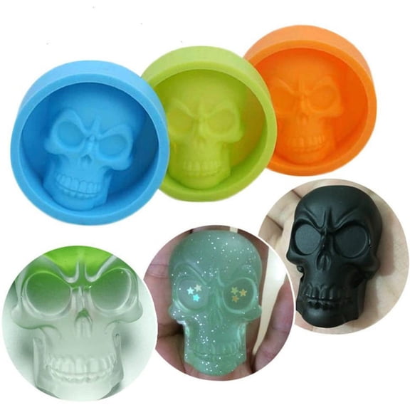 LNGOOR 3D Silicone Mold,Creative Pop Skull Shape Chocolate Fondant Cake Making Baking Mould, Halloween Party Scary Atmospher