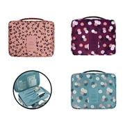 LNGOOR 3Pcs Makeup Bag Large Travel Makeup Organizer Bag Cosmetic Train Case Leather Makeup Travel Storage Bag Portable Brush Holder with Adjustable Divider for Jewelry Cosmetics for Women