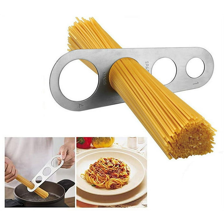 LNGOOR 4 Hole Stainless Steel Spaghetti Measurer Pasta Measurer Spaghetti  Noodle Measure Cook Kitchen Cake Ruler Tapeline Free Measuring Tool 