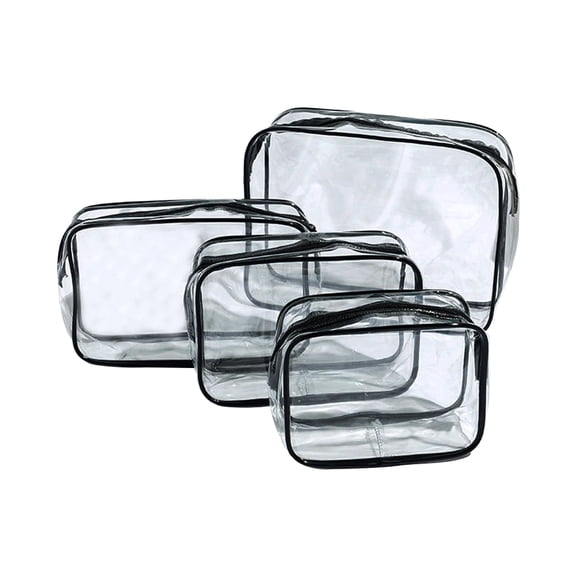 LNGOOR 4 Pcs Clear Makeup Bags, Cosmetic Makeup Bags Set Clear PVC Handle Portable Travel Luggage