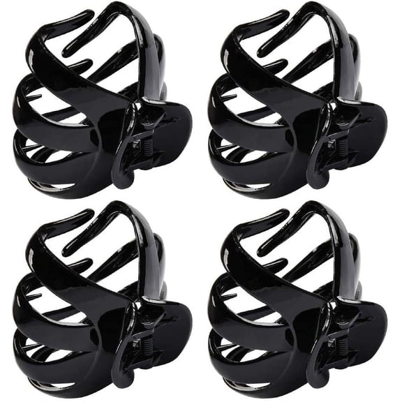 LNGOOR 4 Pieces Large Grip Octopus Clip Spider Hair Claw Hair Claw Clips for Thick Hair (6.5 cm, Brown and Black)