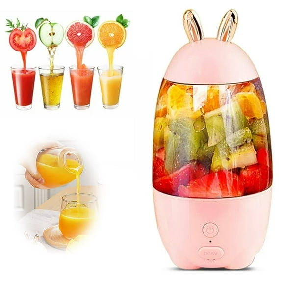 LNGOOR 400ml Portable Blender, Personal Eletric USB Rechargeable Juicer Blender forFruit, Smoothie, Baby Food Mixing Machine, 1500mAh Battery(Pink)