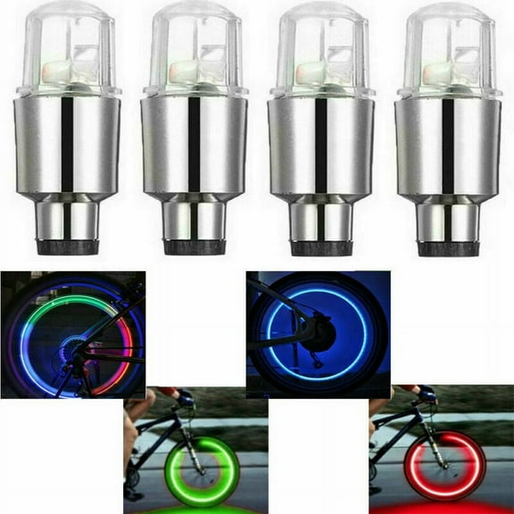 LNGOOR 4x RGB LED Tire Tyre Air Valve Stem Cap Decor Flashing Light Car Bike Wheel Lamp for Car Bike Bicycle-Red