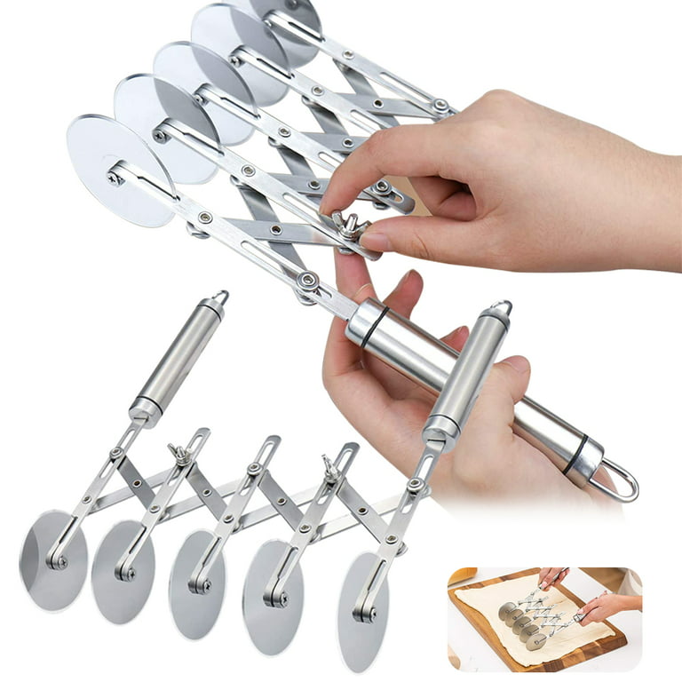 LNGOOR Stainless Pizza Slicer 5 Wheel Pastry Cutter Multi-Round Dough  Cutter Roller Cookie Pastry Knife Divider with Handle
