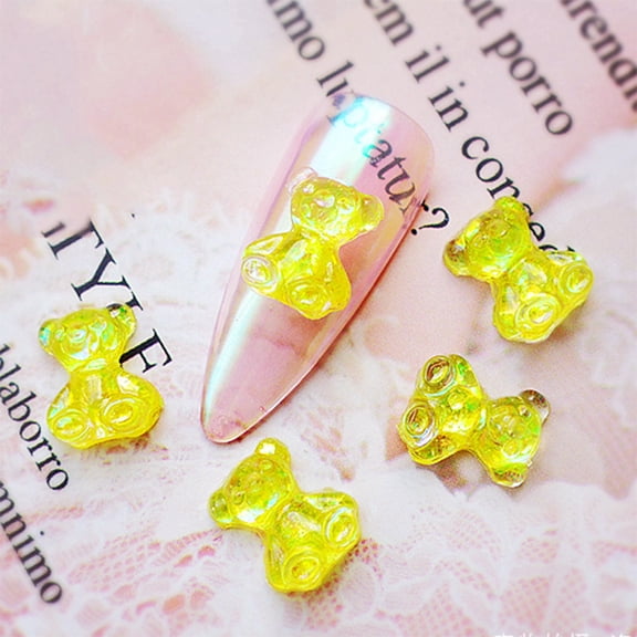 LNGOOR 5 pcs 3D DIY Nail Gems Decoration Kit,Nail Bear Manicure Nail Glitter Sequins