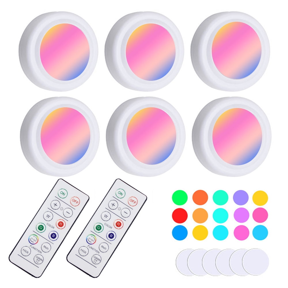 Small Led Light Set LNGOOR 6 Pack LED Lights, 16 Colors Changeable LED Lighting Battery ...