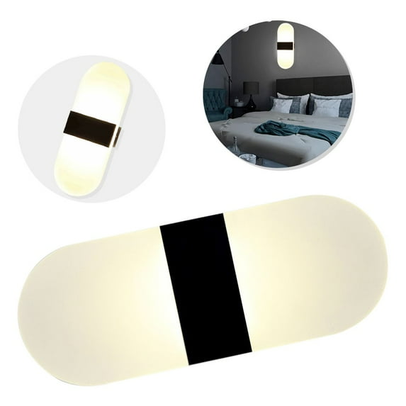 LNGOOR 6W Modern Wall Sconce Up Down Lamp Acrylic LEDs Wall Mounted Lights Warm Light 8.7*4.3 Inch Rounded Black