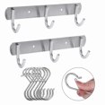 thumbnail image 1 of LNGOOR 8PCS Home Hardware Kitchen and Bathroom Supplies Hook Set (2*Stainless Steel Row Hooks Three Hooks Coat Hooks + 6*Multi-purpose Metal Spring S Hooks), 1 of 6