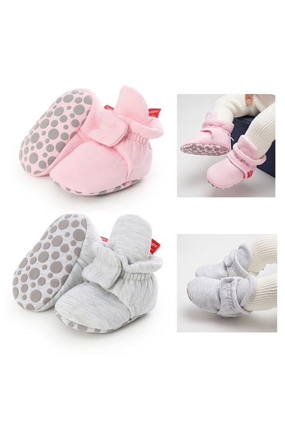 Baby Booties Infant Baby Boys Girls Slippers Winter Booties with Grippers Stay On Socks Newborn Crib Grippers Toddler Crib Winter Shoe Socks Gift(Gray)