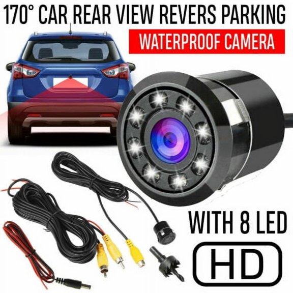 LNGOOR Backup Camera for Car, 170 CMOS Car Rear View Backup Camera Reverse 8 LED Night Vision Waterproof Universal Car Camera