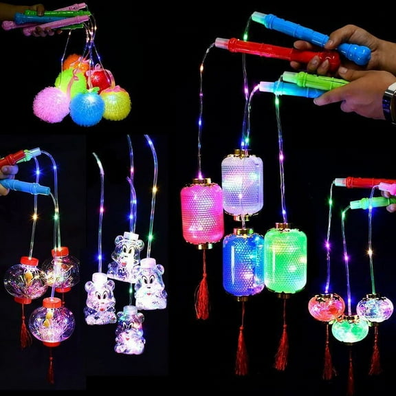 LNGOOR Cartoon Luminous Lantern with LED, Chinese Lucky Red Children's Lantern Toy