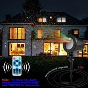 LNGOOR Christmas Waterproof Projector Lights LED Landscape Spotlight Red and Green Star Show with RF Wireless Remote Christmas Decorative for Outdoor Garden Patio Wall Xmas Holiday Party