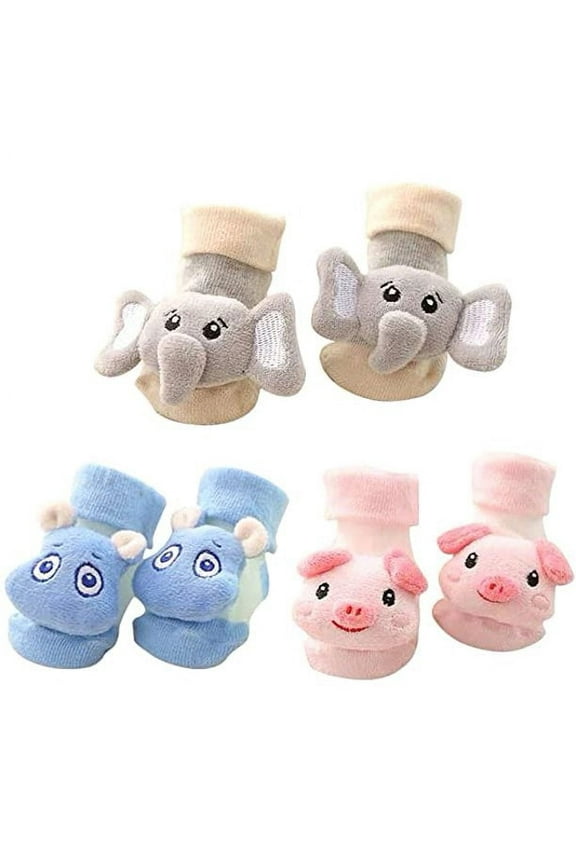 Cute 3D Cartoon Anti-Skid Baby Booties Sock Slipper Shoes Doll socks with bells