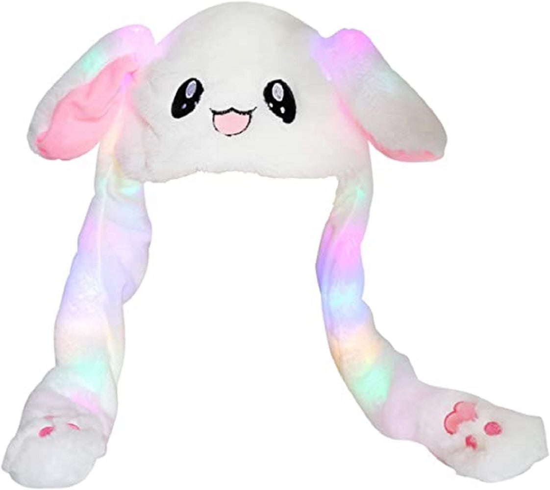 LNGOOR Cute Plush Bunny Hat Rabbit Cap - Ears Popping Up When Pressing ...